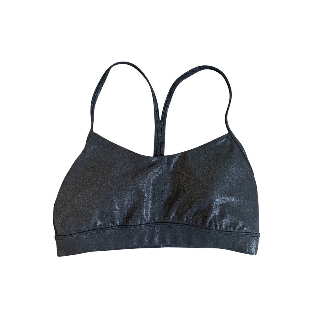 Lululemon Flow Y Bra Size‎ 6 Nulu Shine Radiate Foil Black Yoga A-C Cup LW2DCQS